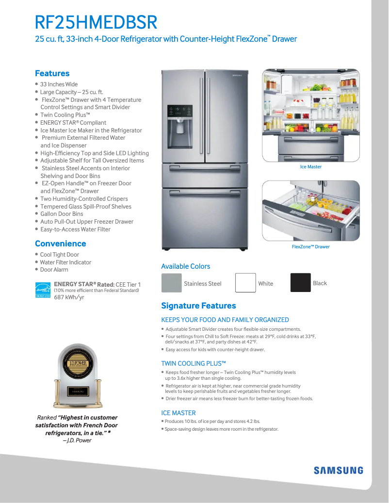 Page n°1 - Fiche technique Samsung RF25HMEDBSR