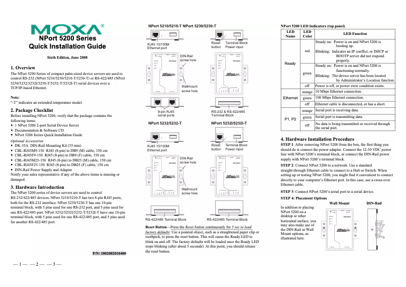 Page 1 de la notice Manuel utilisateur Moxa NPort 5232