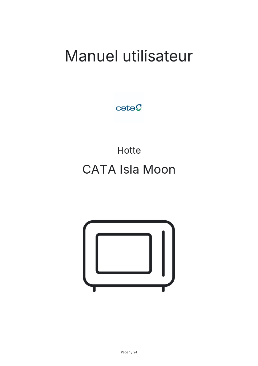 Page n°1 - Manuel utilisateur CATA Isla Moon