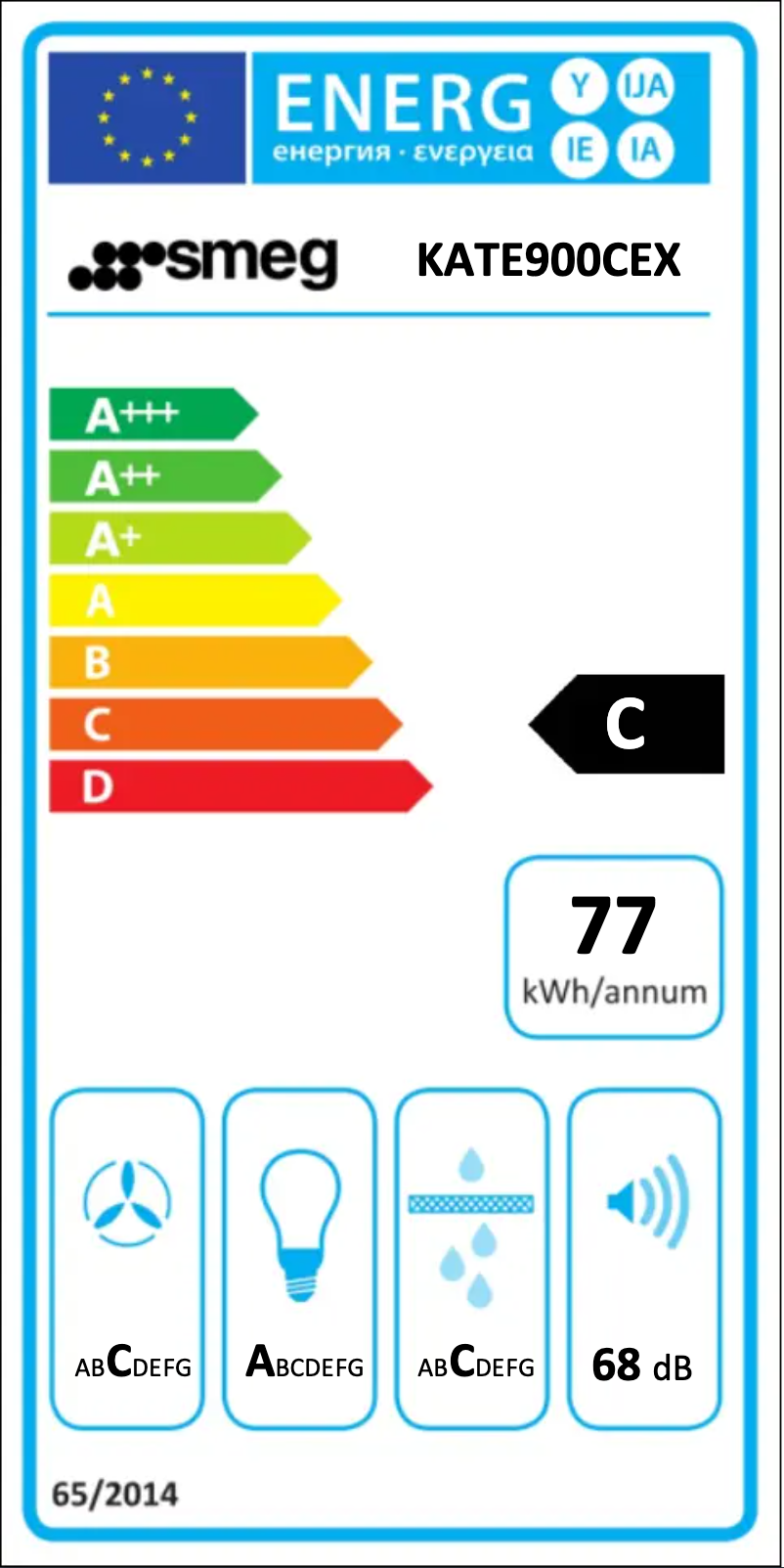 Page 1 de la notice Label énergétique Smeg KATE900CEX