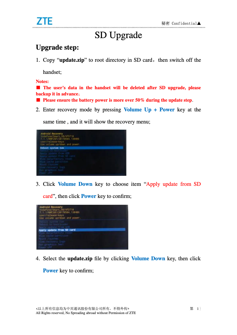 Page 1 de la notice Manuel utilisateur ZTE VFD 710