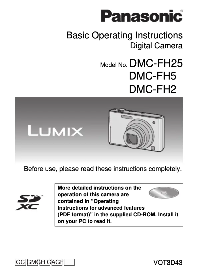 Page 1 de la notice Manuel utilisateur Panasonic Lumix DMC-FH2