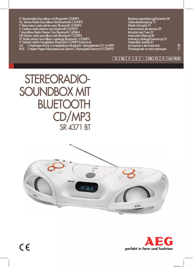 Page 1 de la notice Manuel utilisateur AEG SR 4371 BT