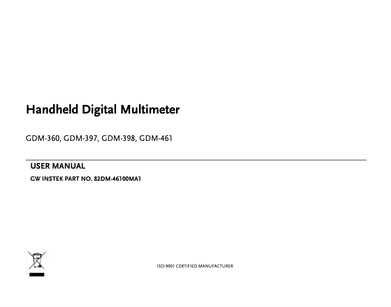 Page n°1 - Manuel utilisateur GW Instek GDM-360