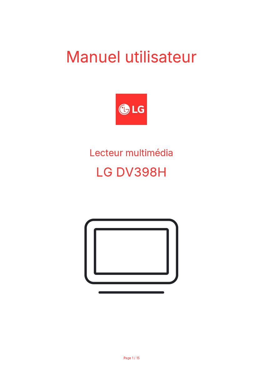 Image de la première page du manuel de l'appareil DV398H