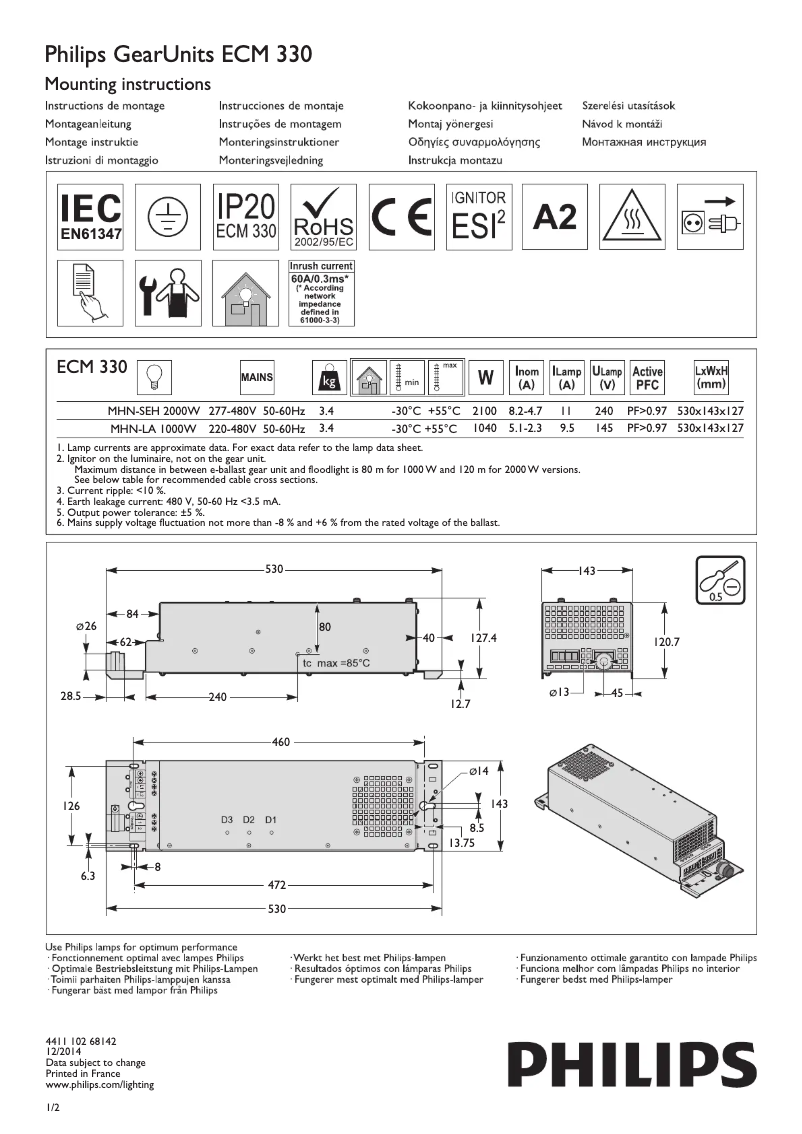 Image de la première page du manuel de l'appareil GearUnits ECM 330