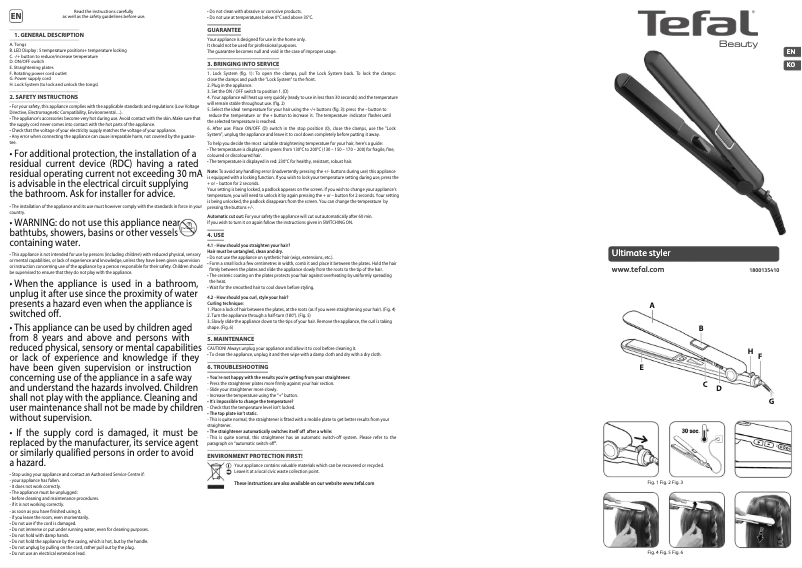 Page 1 de la notice Manuel utilisateur Tefal Ultimate Styler HS6020