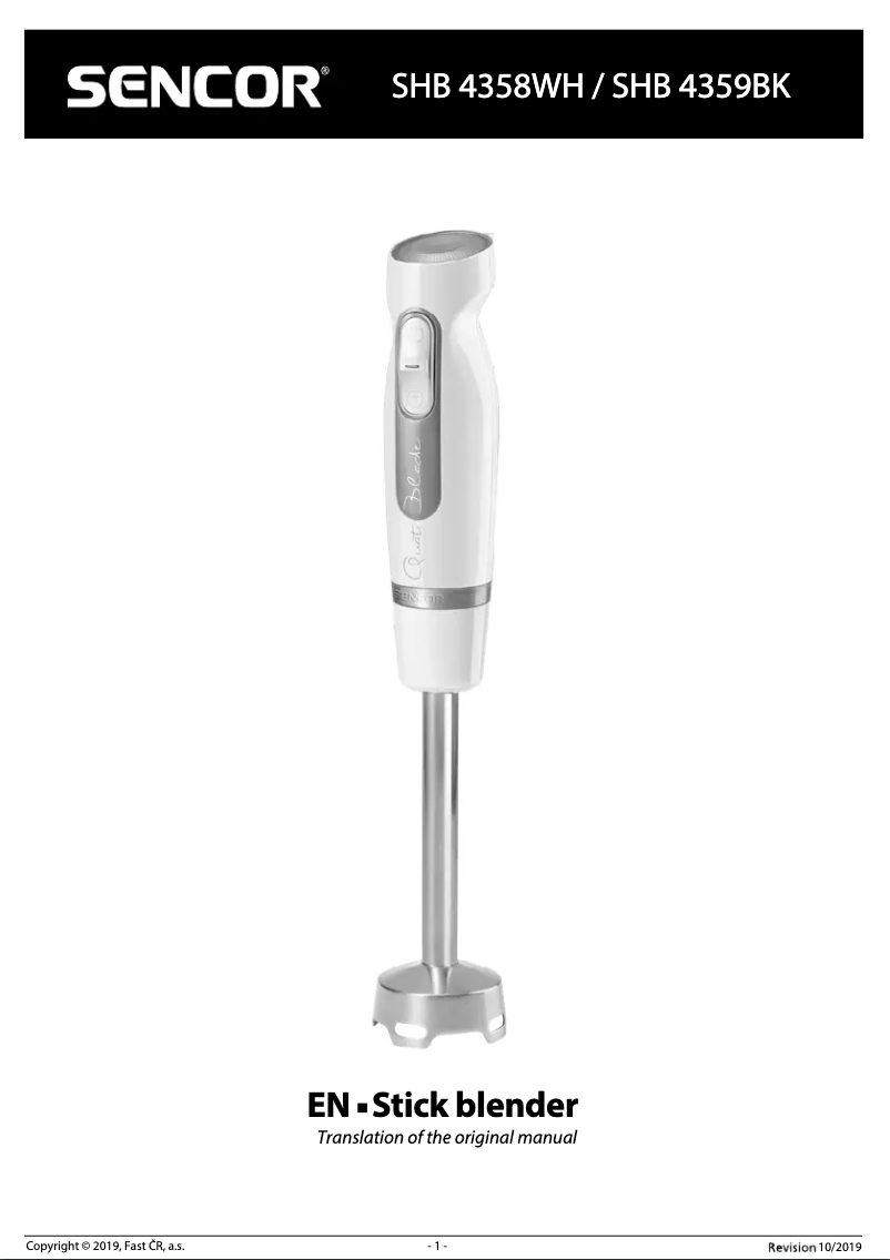 Page 1 de la notice Manuel utilisateur Sencor SHB 4358WH