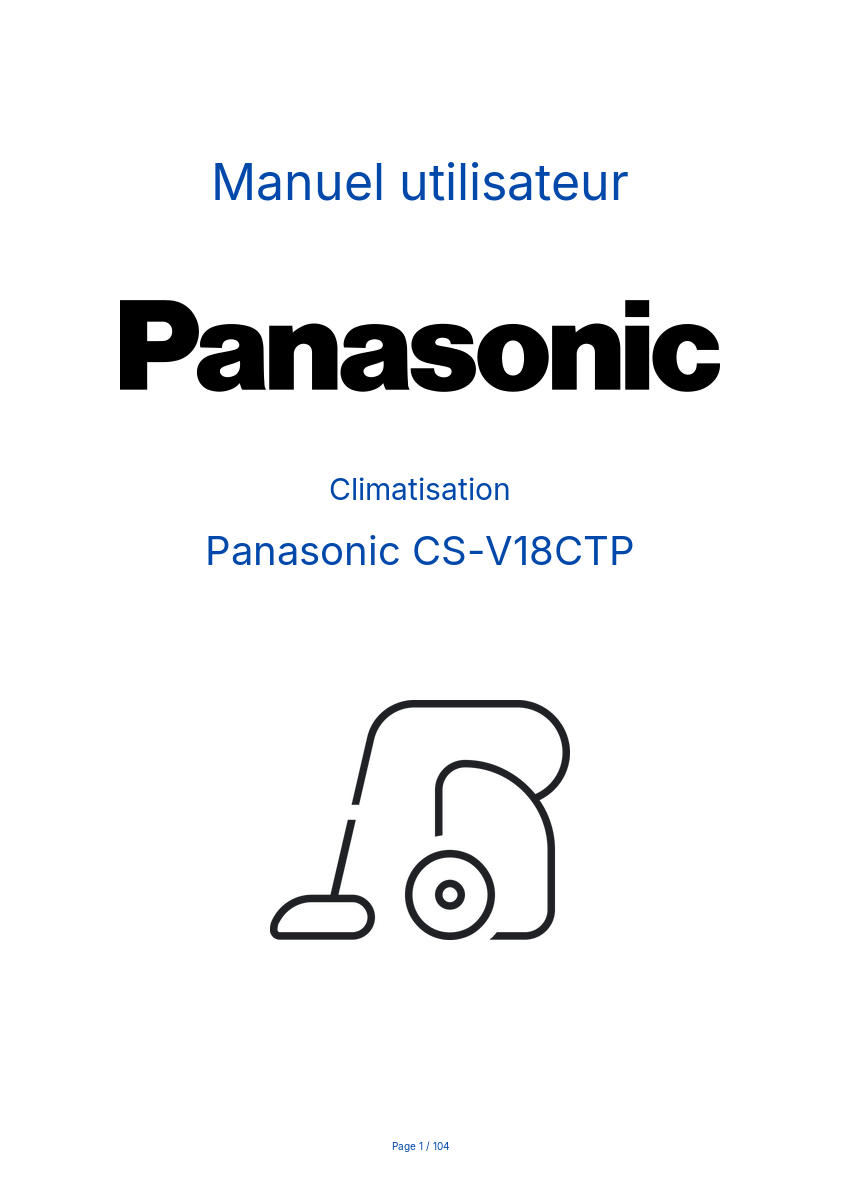 Page n°1 - Manuel utilisateur Panasonic CS-V18CTP
