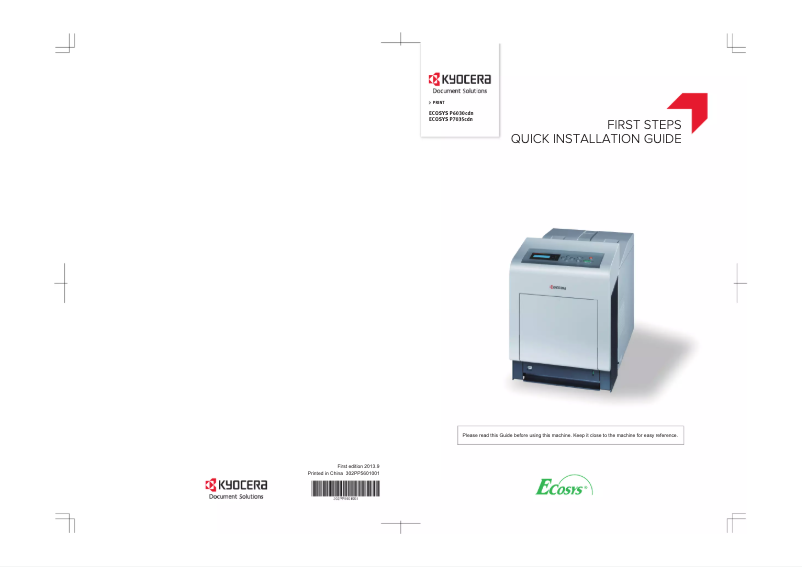 Page 1 de la notice Manuel utilisateur Kyocera Ecosys P7035cdn/KL3