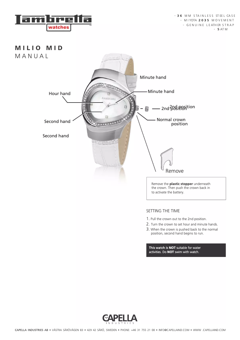 Page 1 of the manual User Manual Lambretta Milio Mid