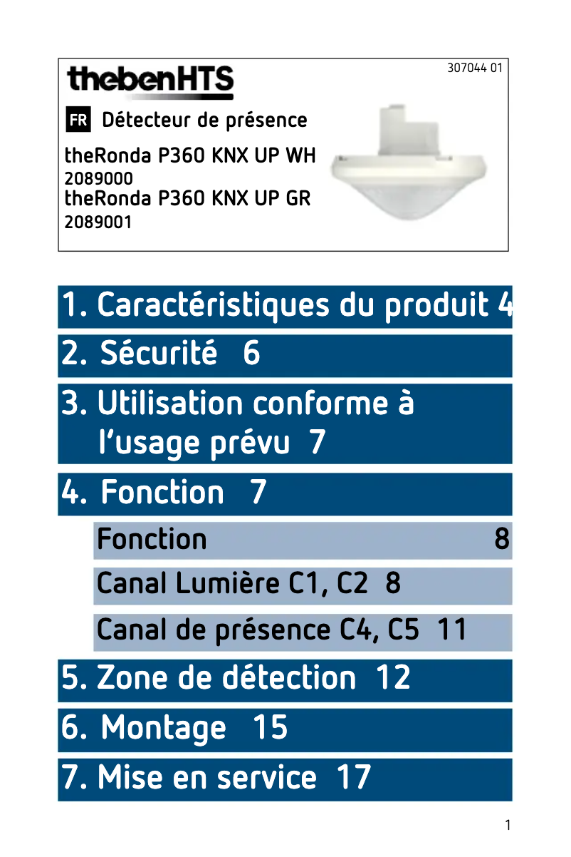 Page n°1 - Manuel utilisateur Theben theRonda P360 KNX UP