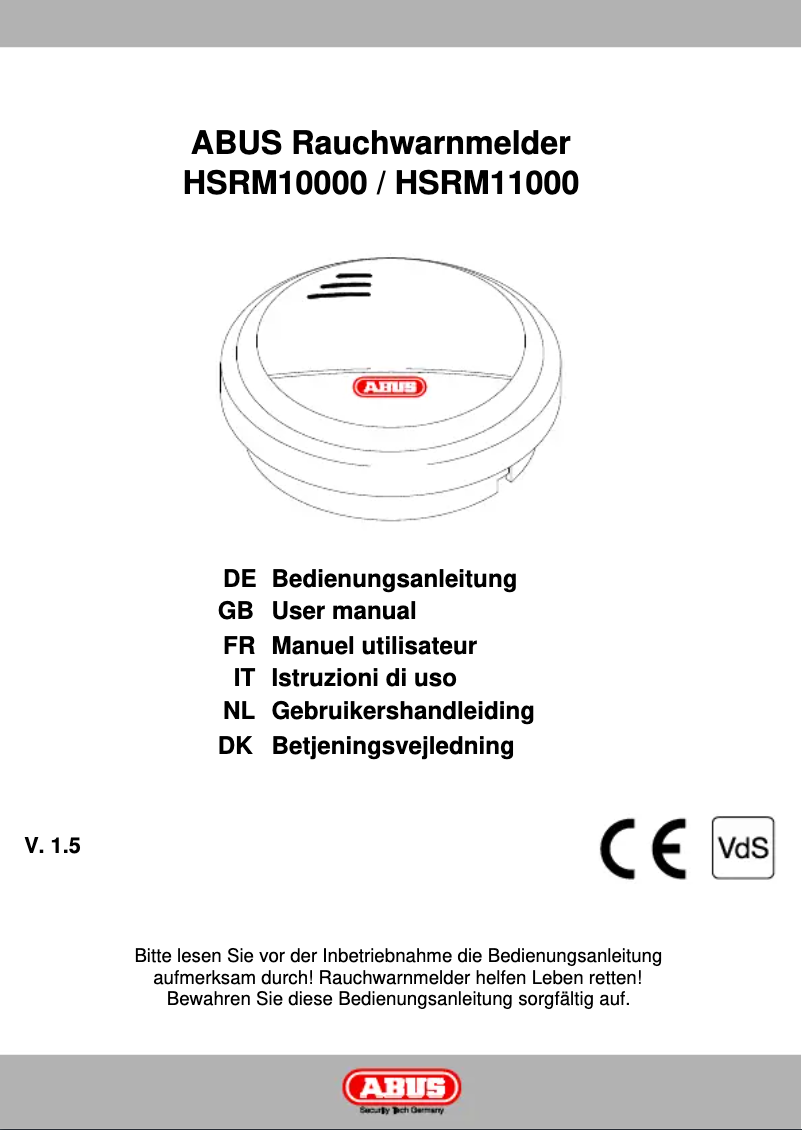 Page 1 de la notice Manuel utilisateur Abus HSRM10000