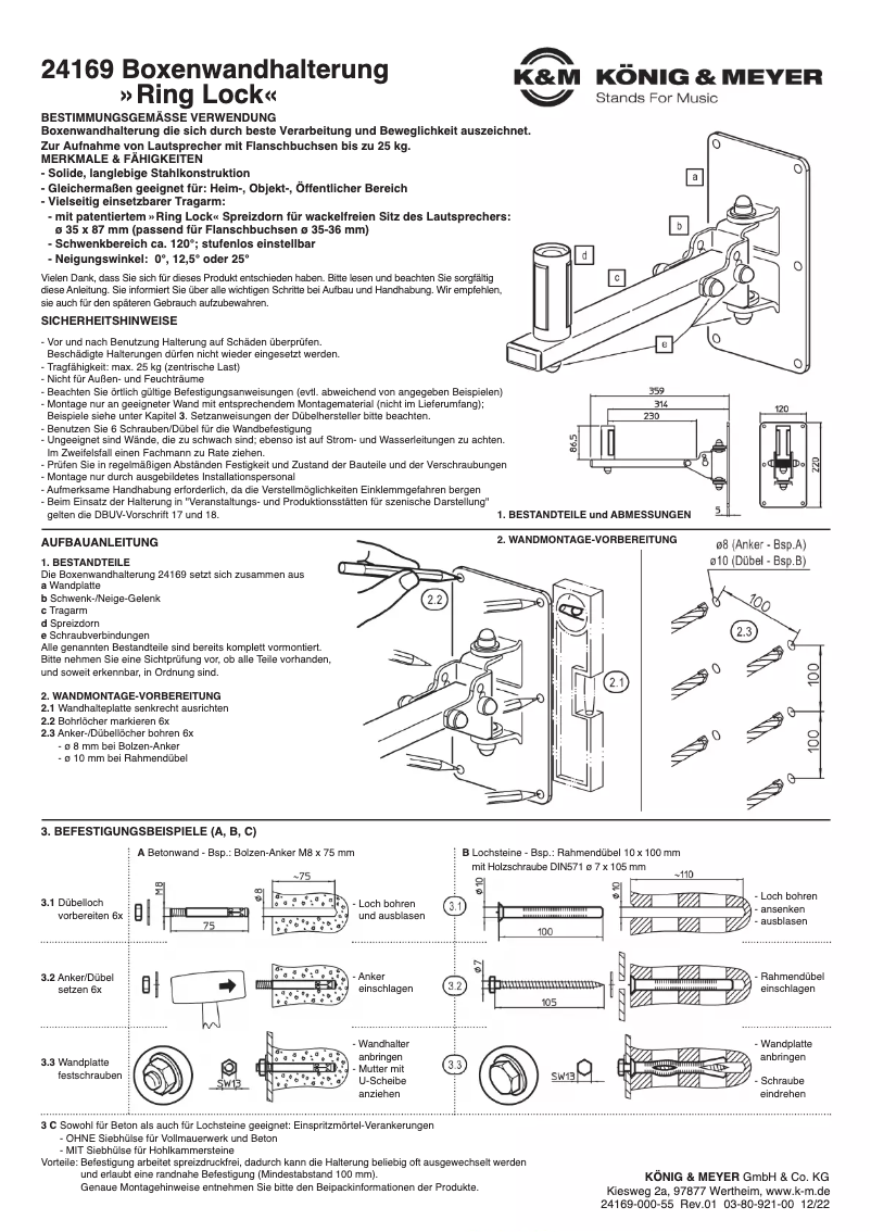 Page 1 de la notice Manuel utilisateur Konig & Meyer 24169