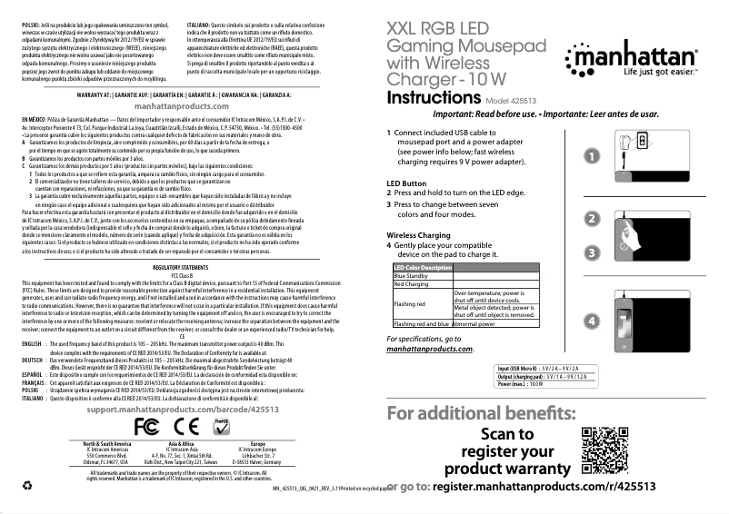 Image de la première page du manuel de l'appareil 425513
