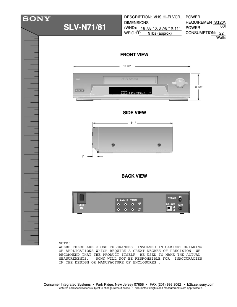 Image de la première page du manuel de l'appareil SLV-N71