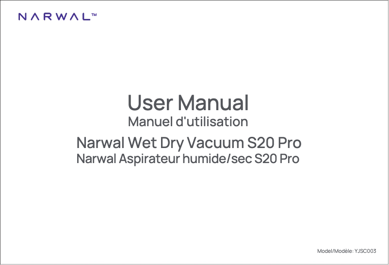 Page 1 de la notice Manuel utilisateur Narwal S20 Pro