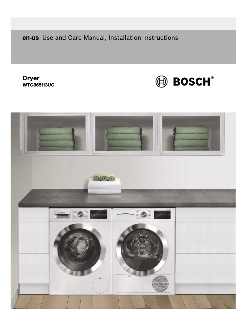 Page n°1 - Manuel utilisateur Bosch WTG865H3UC