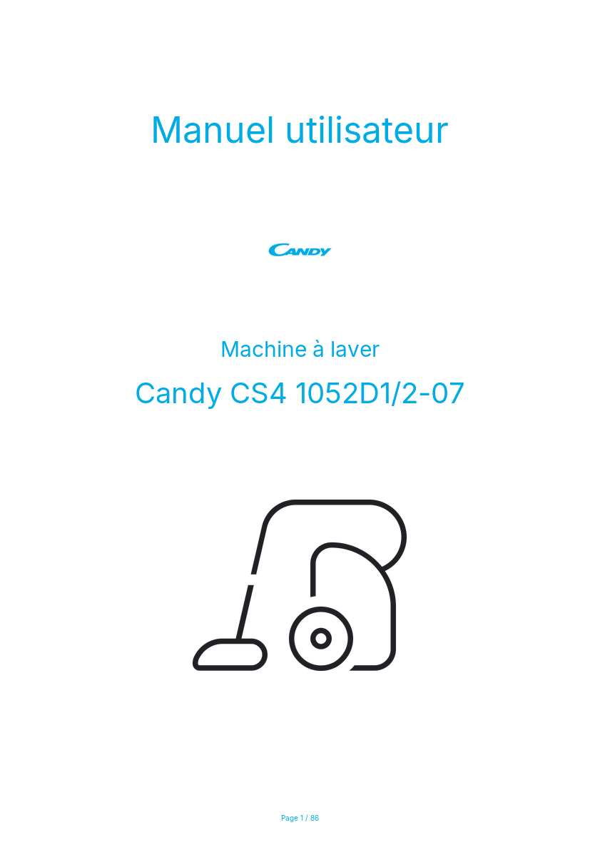 Page n°1 - Manuel utilisateur Candy CS4 1052D1/2-07