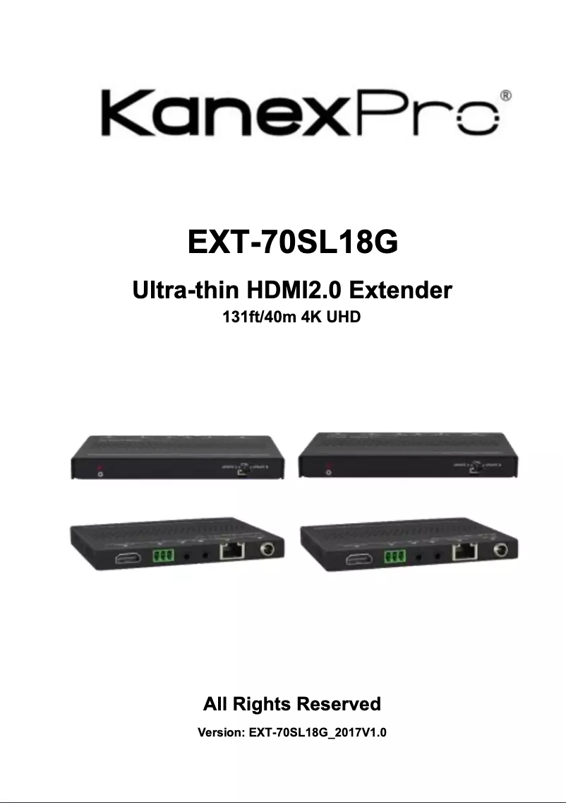Page n°1 - Manuel utilisateur KanexPro EXT-70SL18G