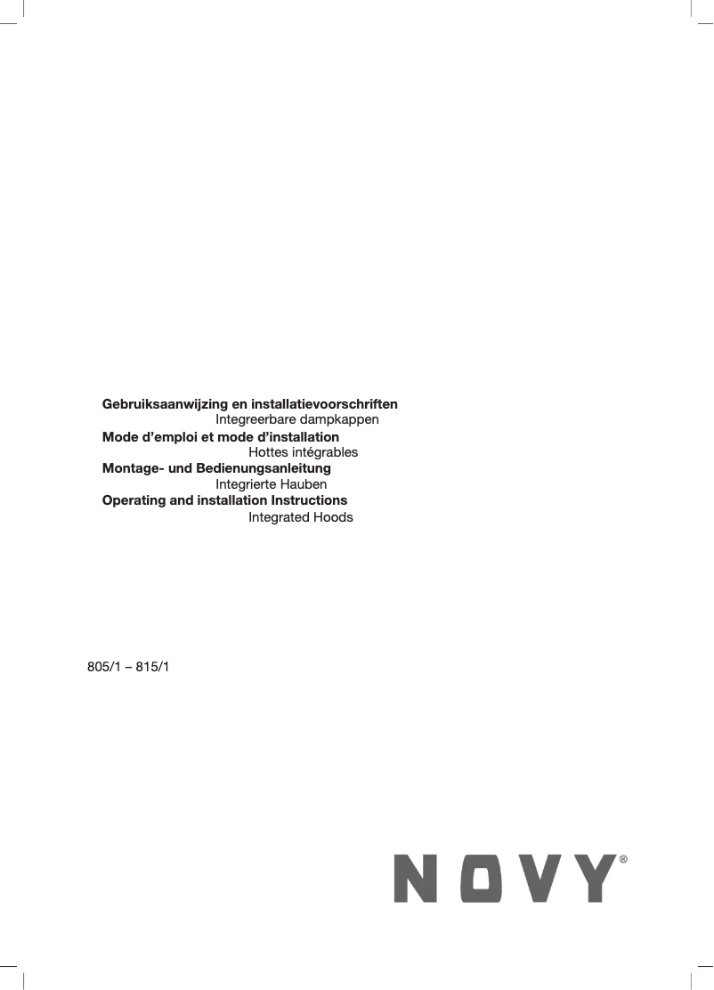 Page n°1 - Manuel utilisateur Novy 815