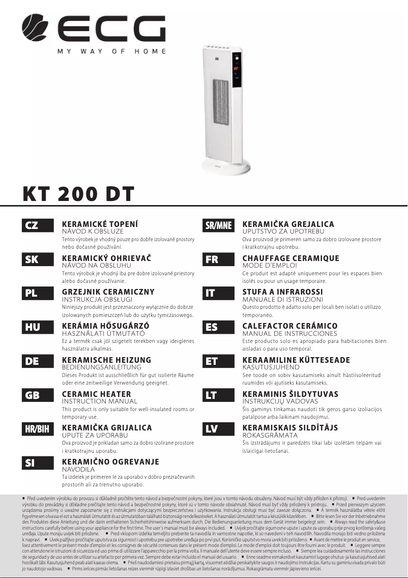 Imagen de la primera página del manual del dispositivo KT 200 DT