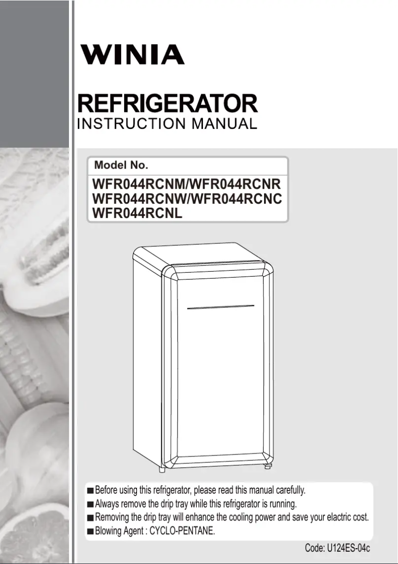 Page 1 de la notice Manuel utilisateur Winia WFR044RCNL