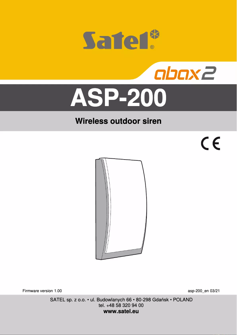 Page 1 de la notice Manuel utilisateur Satel ASP-200