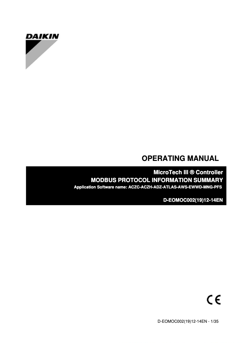 Page n°1 - Manuel utilisateur Daikin EWADC11CFXS