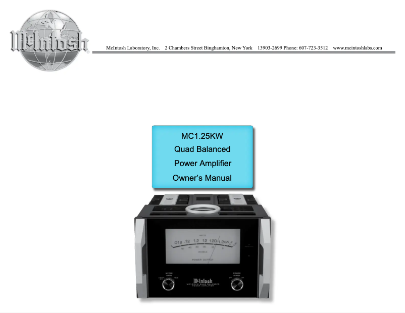 Page 1 de la notice Mode d'emploi McIntosh MC1.25KW