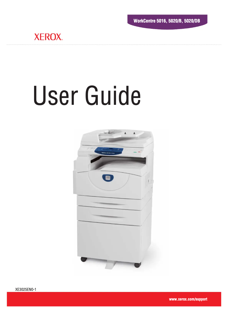 Image de la première page du manuel de l'appareil WorkCentre 5020/DB