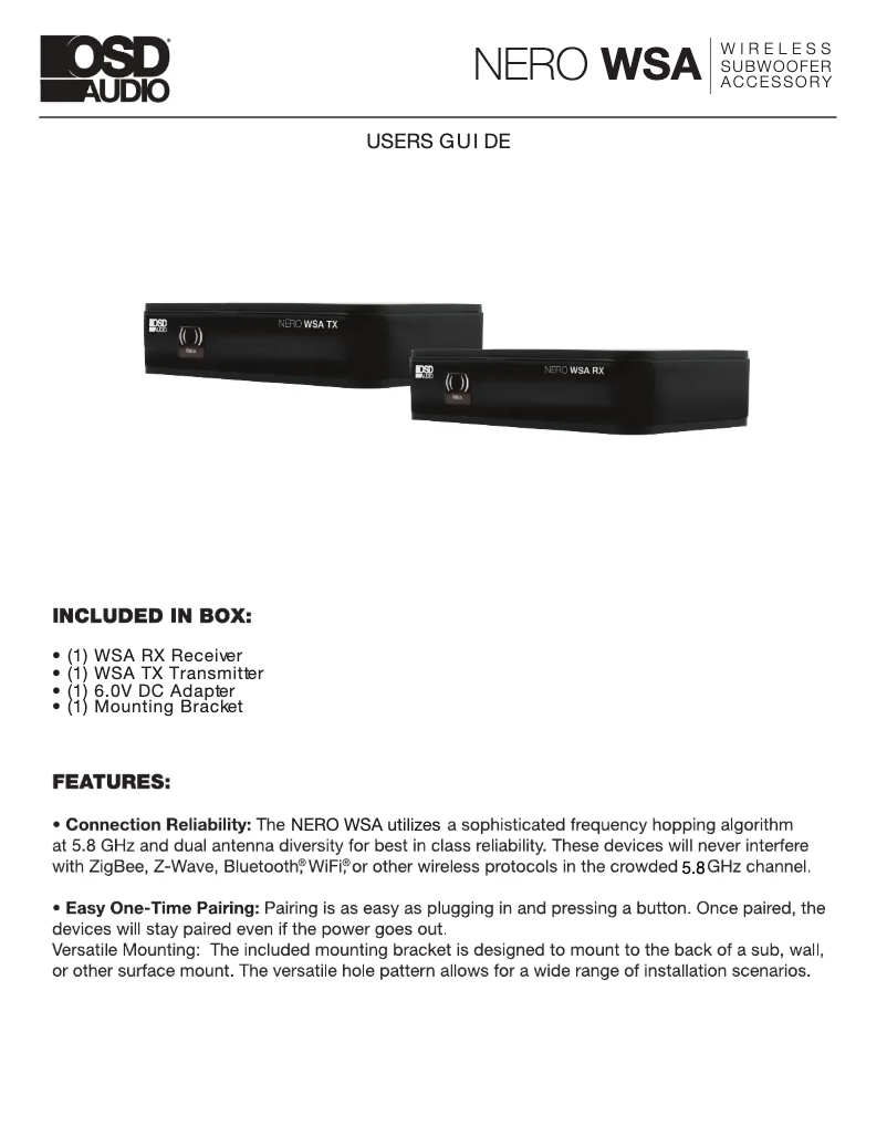 Página 1 del manual Manual de usuario OSD Audio NERO WSA