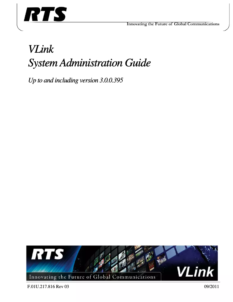 Page 1 de la notice Manuel utilisateur RTS VLink Lite