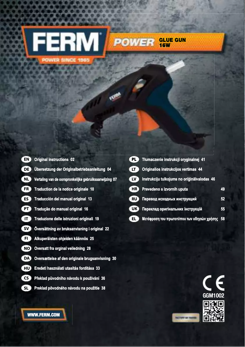 Page 1 de la notice Manuel utilisateur Ferm GGM1002