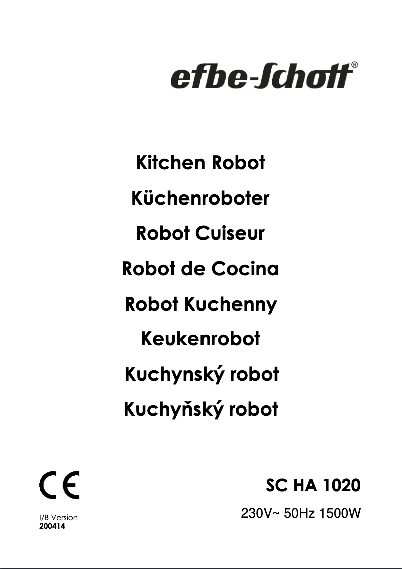 Page n°1 - Manuel utilisateur Efbe-Schott SC HA 1020