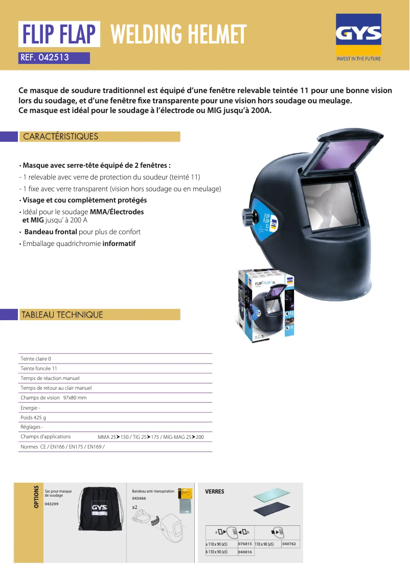 Page 1 de la notice Fiche technique GYS Flip-Flap