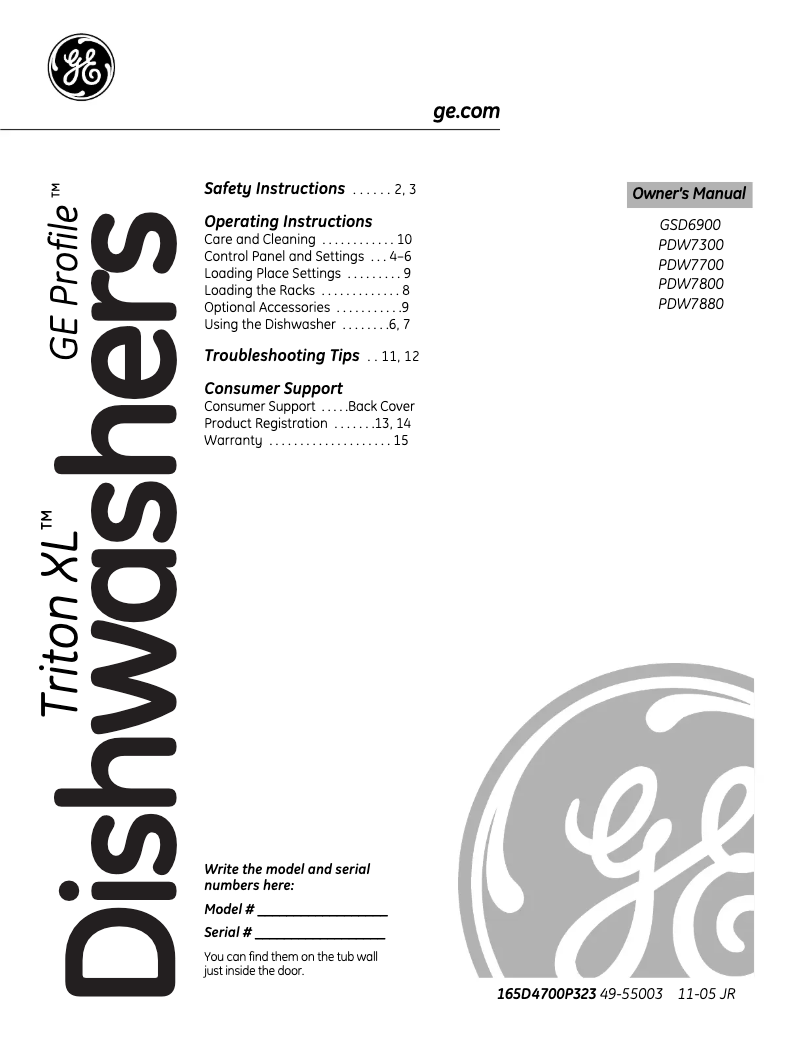 Page 1 de la notice Manuel d'utilisation et d'entretien GE GSD6600GBB