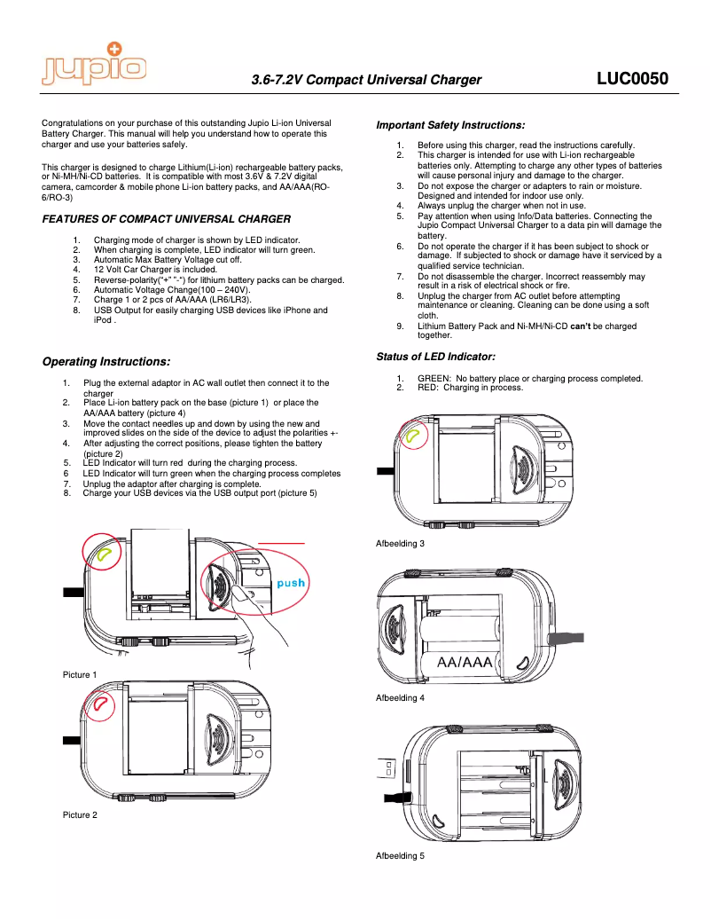 Imagen de la primera página del manual del dispositivo LUC0050