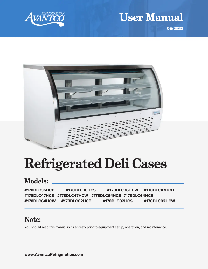 Page 1 de la notice Manuel utilisateur Avantco DLC47-HC