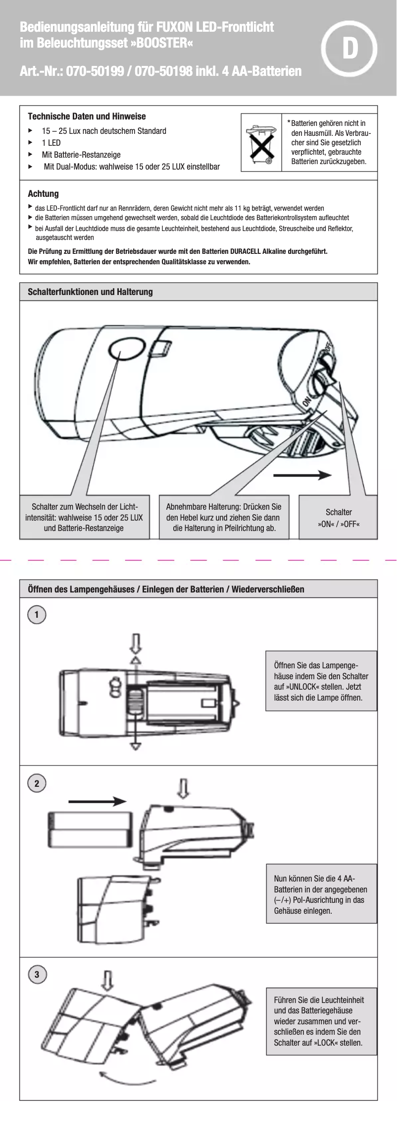 Imagen de la primera página del manual del dispositivo Booster
