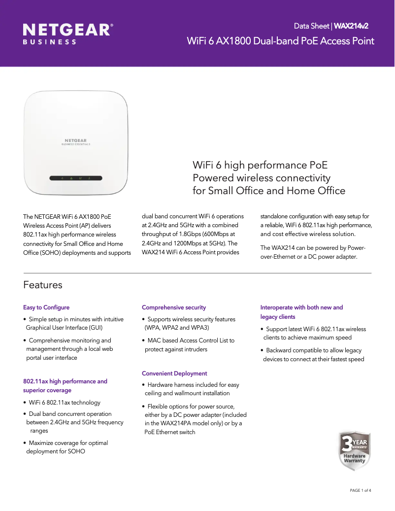 Image de la première page du manuel de l'appareil WAX214v2