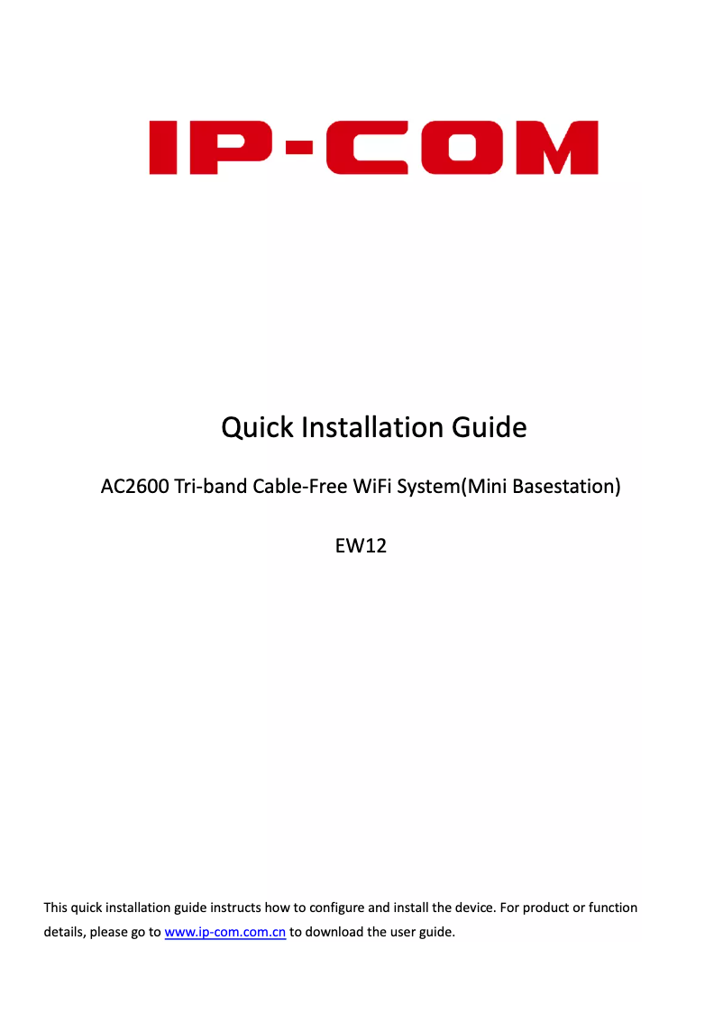 Page n°1 - Manuel utilisateur IP-COM EW12