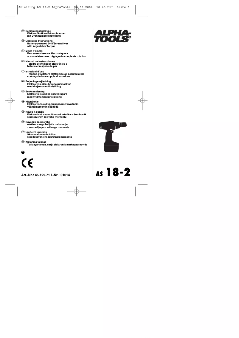 Image de la première page du manuel de l'appareil AS 18-2