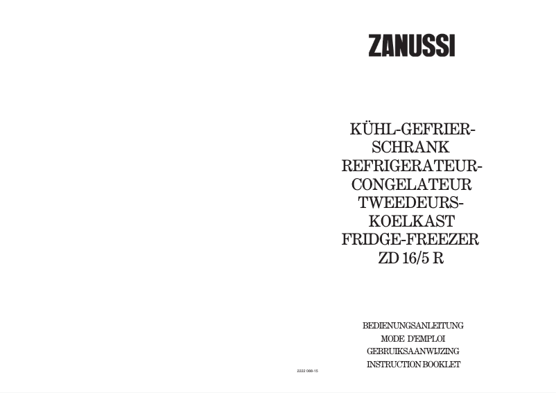 Página 1 del manual Manual de usuario Zanussi ZD 16 5 r