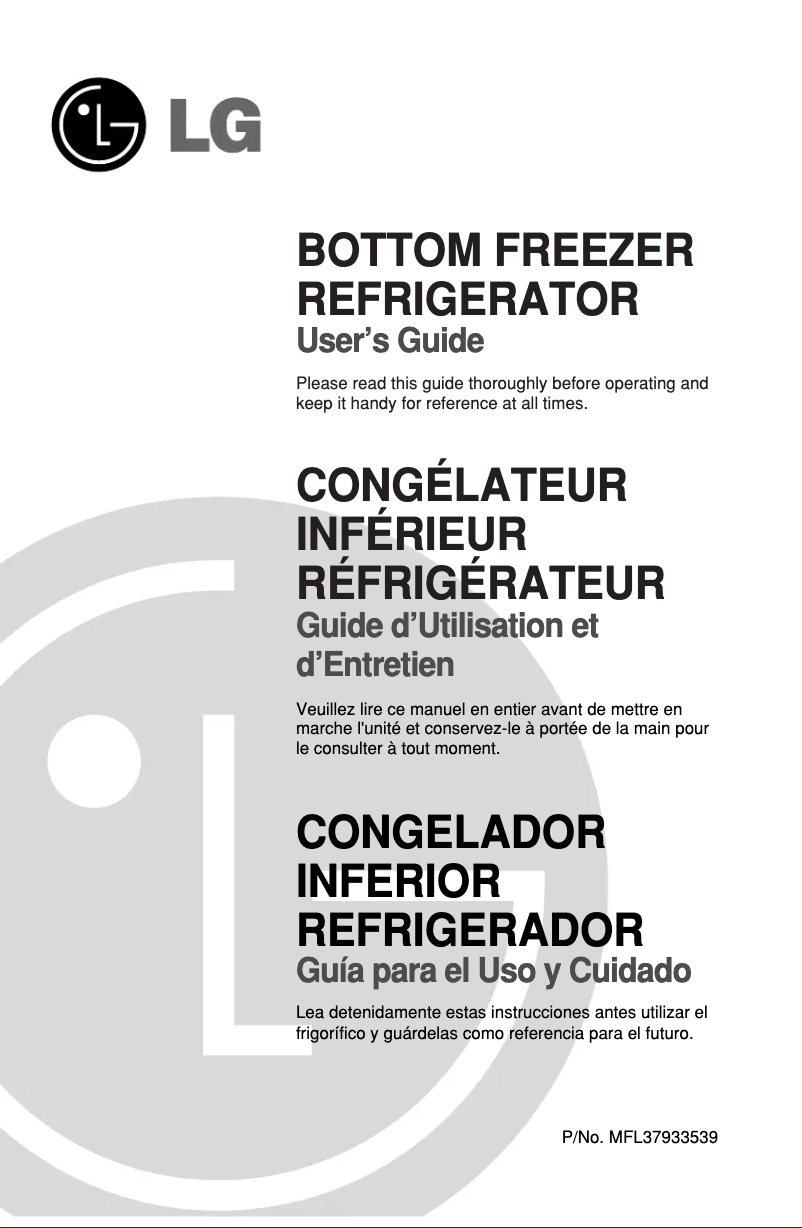 Page n°1 - Manuel utilisateur LG GR-L258USGH