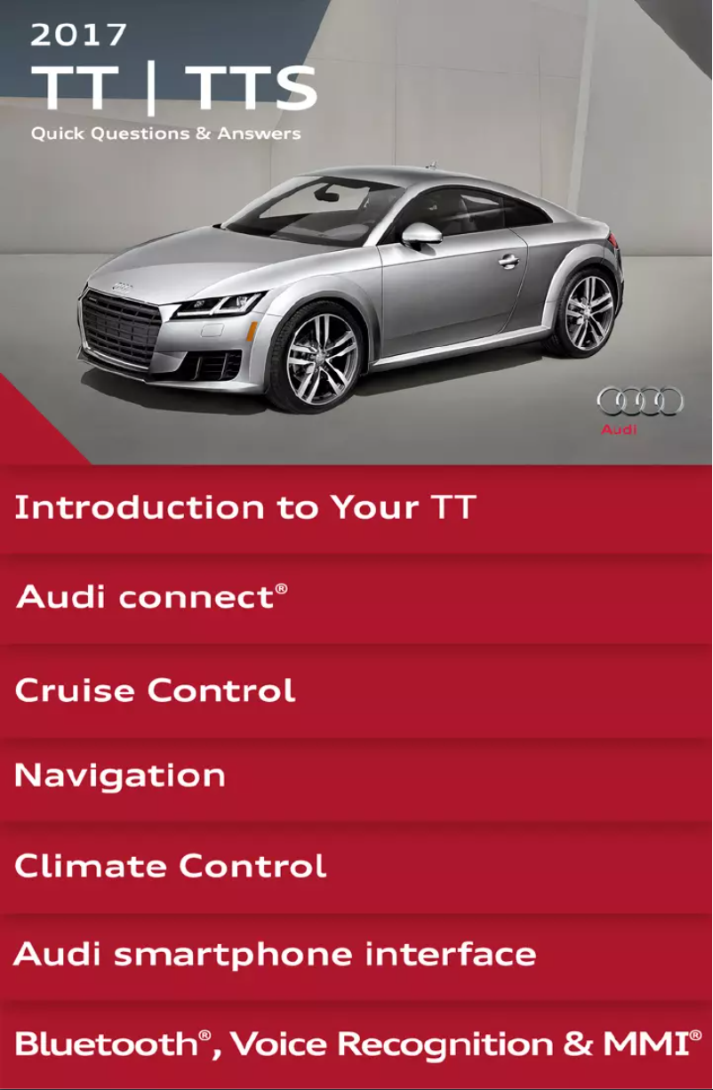 Page 1 de la notice Manuel utilisateur Audi TTS (2017)