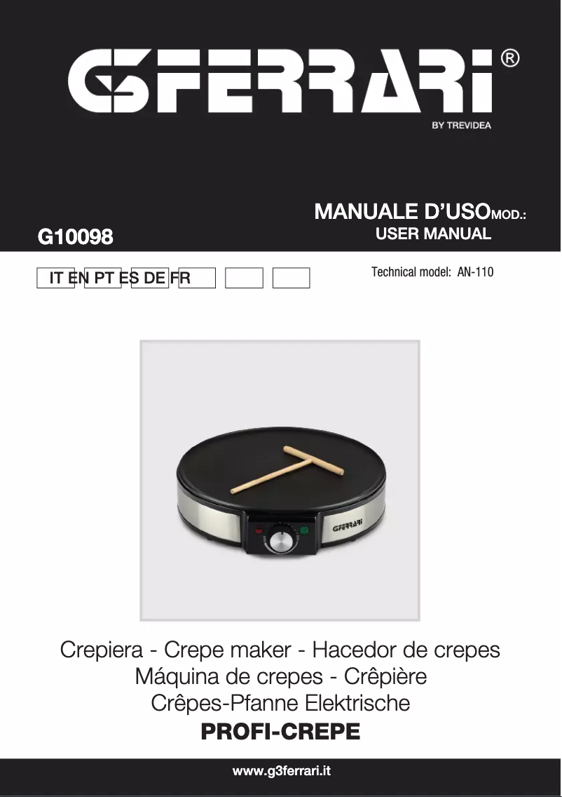 Page n°1 - Manuel utilisateur G3 Ferrari Profi-Crepe G10098