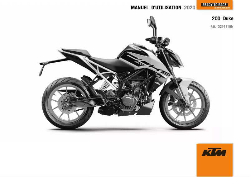 Page 1 de la notice Manuel utilisateur KTM 200 Duke (2020)