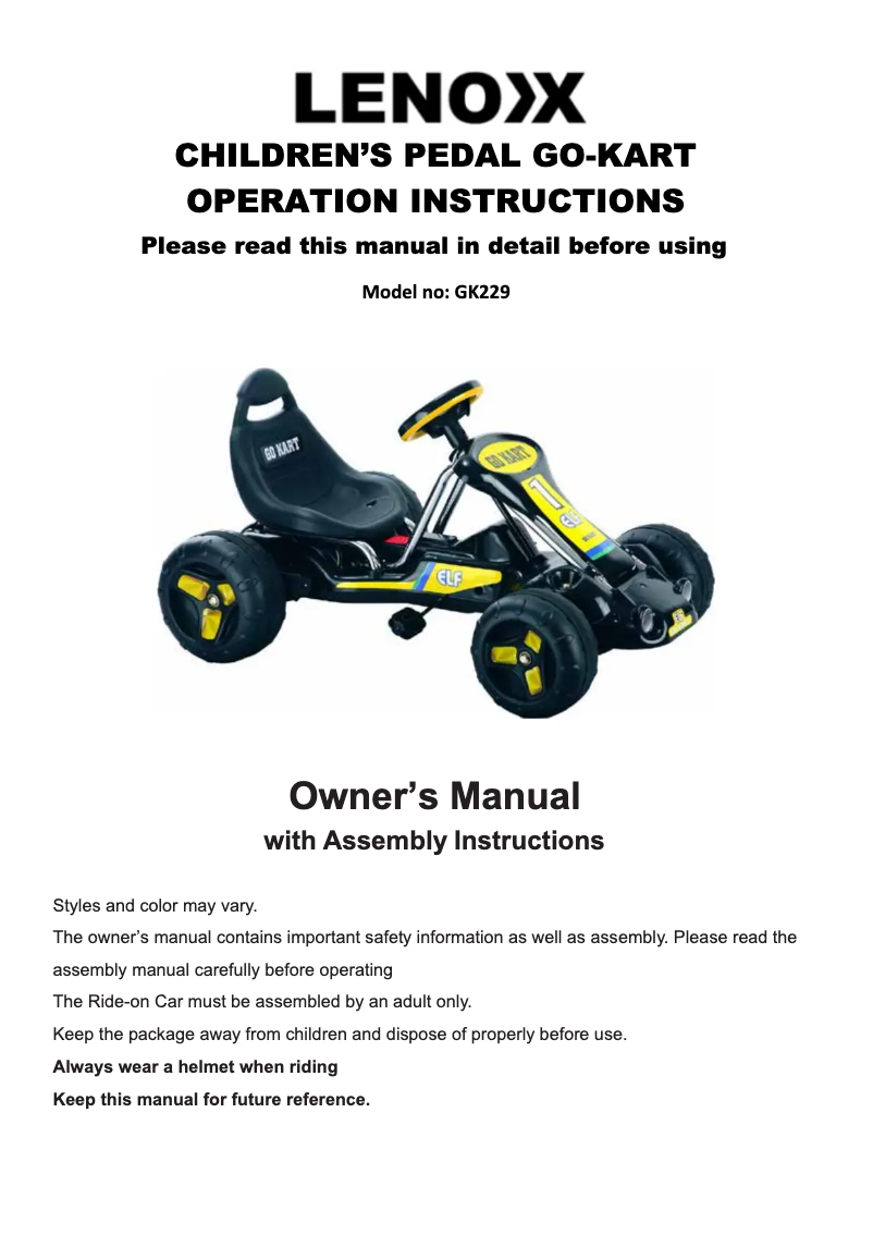 Page 1 de la notice Manuel utilisateur Lenoxx GK229