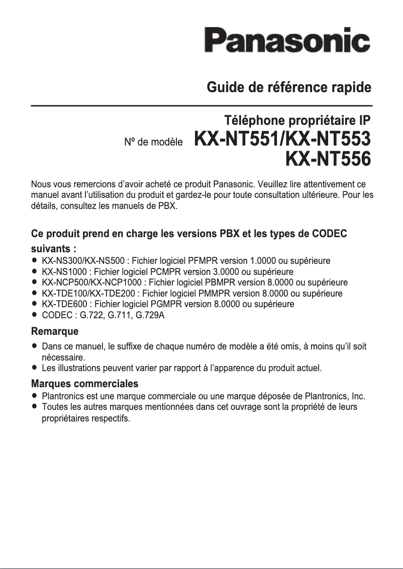 Página 1 del manual Manual de usuario Panasonic KX-NT556